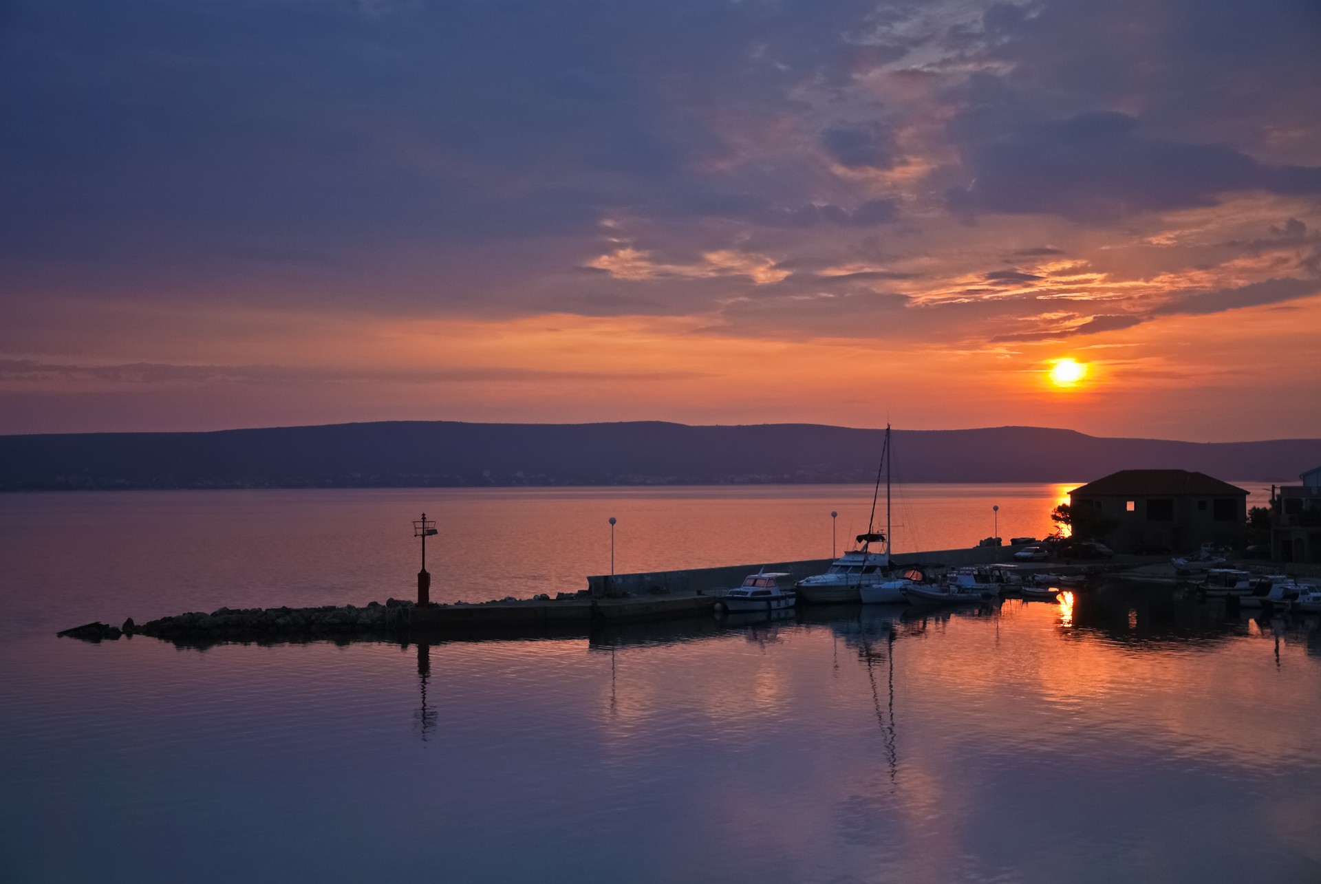 Sunrise at croatien harbour